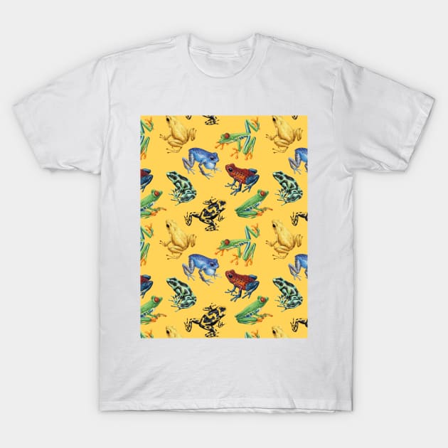 Frogs on yellow T-Shirt by katerinamk